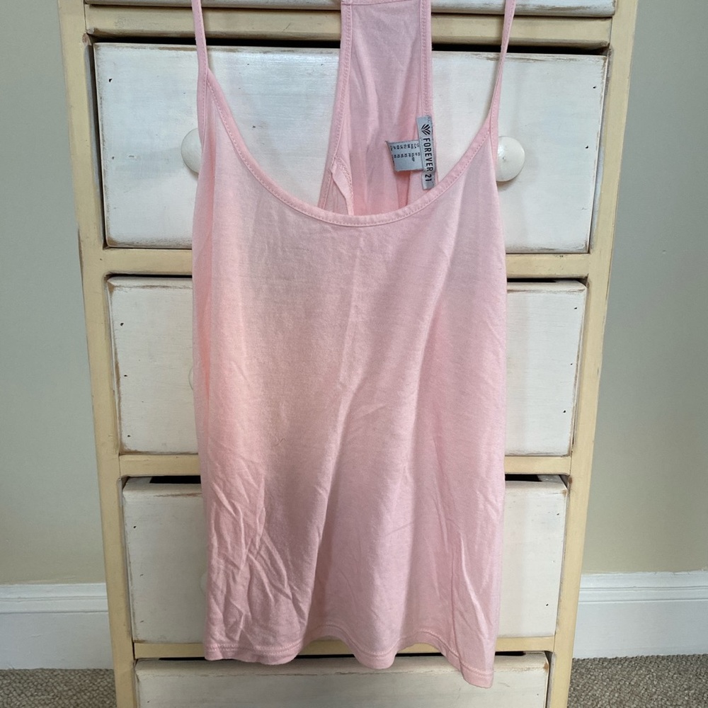 Pink flowy open back tank top forever 21 xs